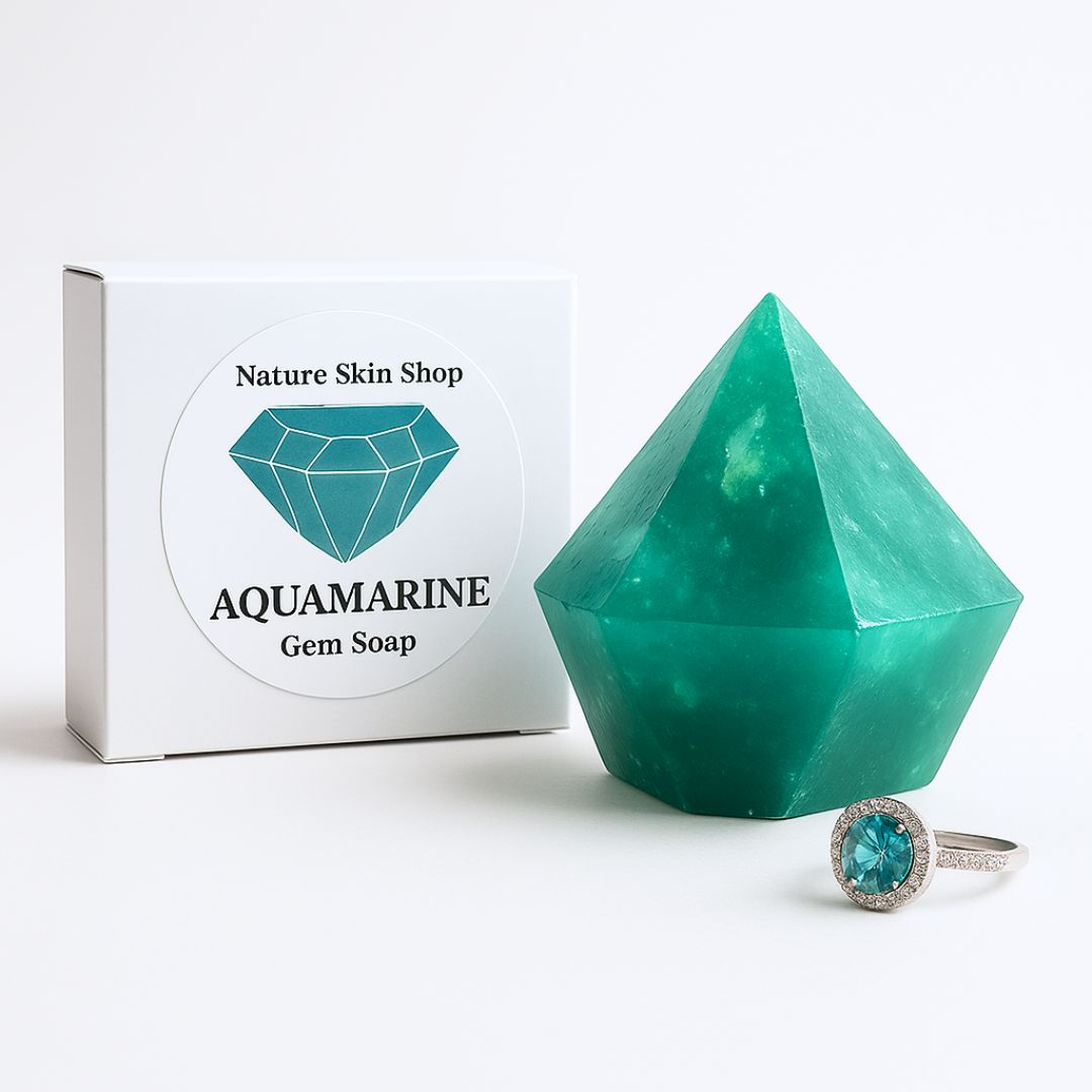 Birthstone Aquamarine Gem Soap with Hidden Silver Ring-0