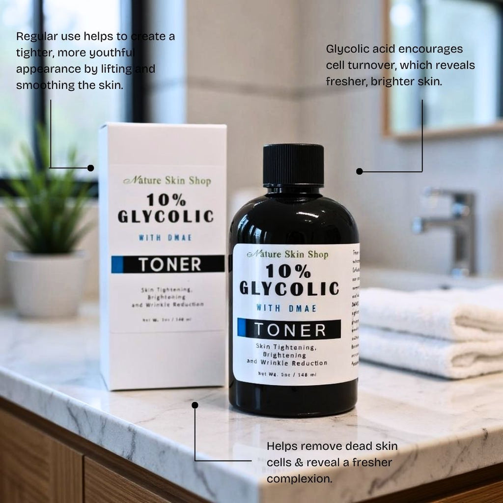 10% Glycolic Acid and DMAE Toner - Skin Tightening, Brightening  and Wrinkle Reduction-4
